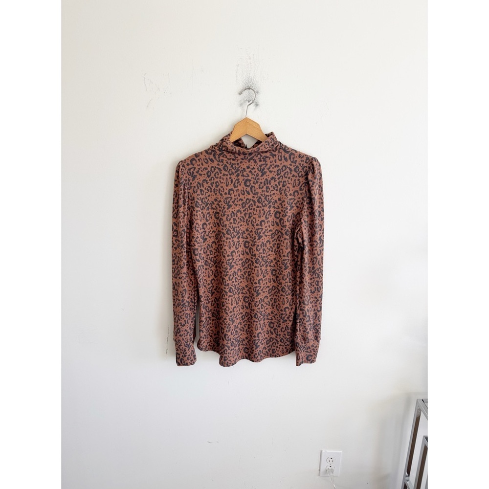 Jane & Delancey cheetah print ribbed knit turtleneck top size large NWT